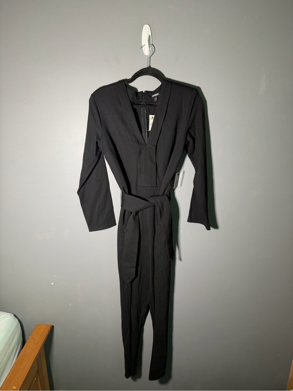 Express Black Long-Sleeve Tailored Jumpsuit Size Medium